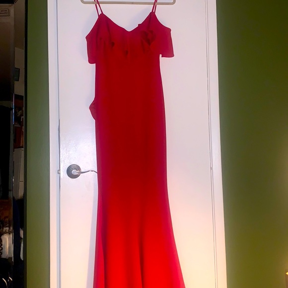Betsy and Adam Red Ruffle Gown - Picture 3 of 7